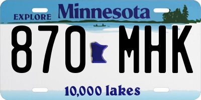 MN license plate 870MHK