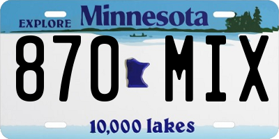 MN license plate 870MIX