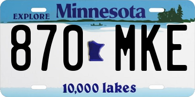 MN license plate 870MKE