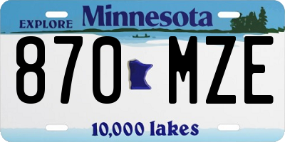 MN license plate 870MZE