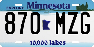 MN license plate 870MZG