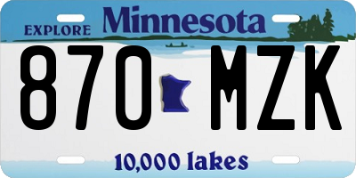 MN license plate 870MZK