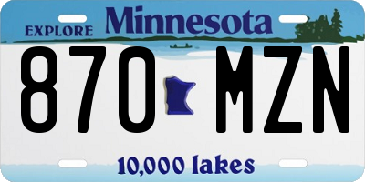 MN license plate 870MZN