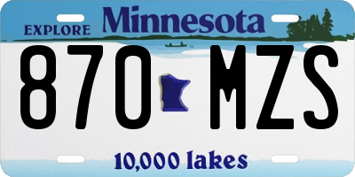 MN license plate 870MZS