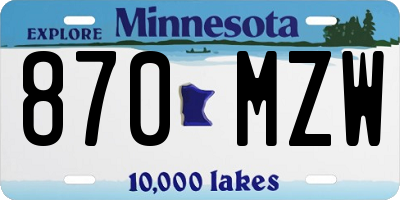 MN license plate 870MZW