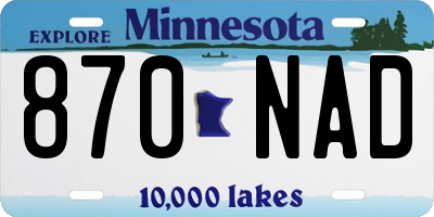 MN license plate 870NAD
