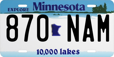 MN license plate 870NAM