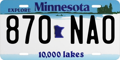 MN license plate 870NAO