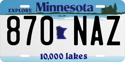 MN license plate 870NAZ