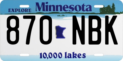 MN license plate 870NBK