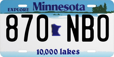 MN license plate 870NBO