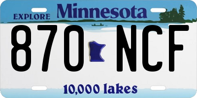 MN license plate 870NCF