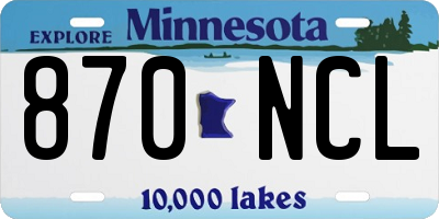 MN license plate 870NCL