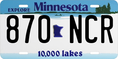 MN license plate 870NCR