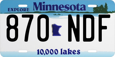 MN license plate 870NDF