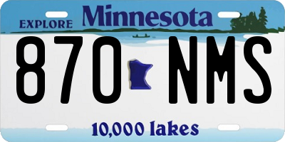 MN license plate 870NMS