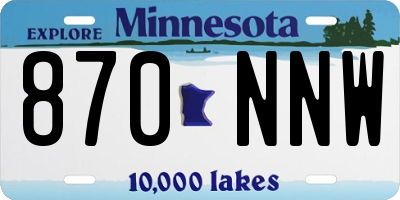 MN license plate 870NNW