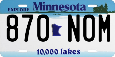 MN license plate 870NOM