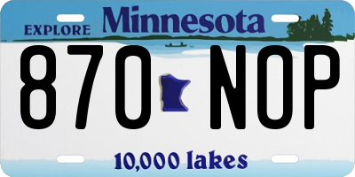 MN license plate 870NOP