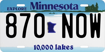 MN license plate 870NOW