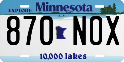 MN license plate 870NOX