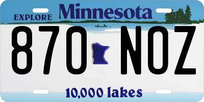 MN license plate 870NOZ
