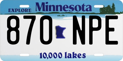 MN license plate 870NPE