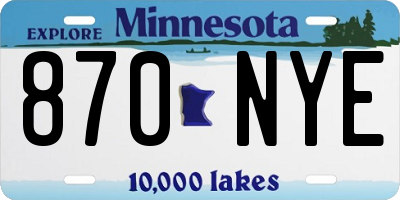 MN license plate 870NYE