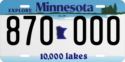 MN license plate 870OOO
