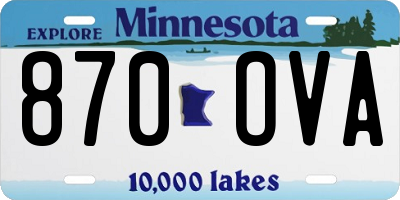 MN license plate 870OVA