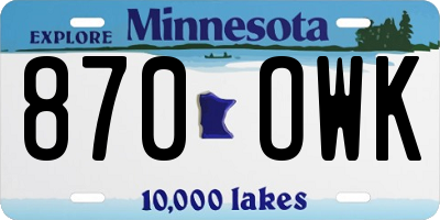 MN license plate 870OWK