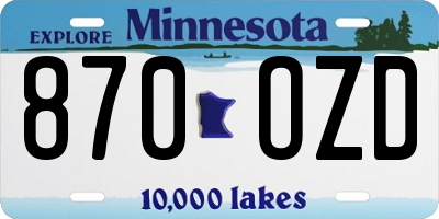 MN license plate 870OZD