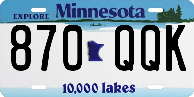 MN license plate 870QQK