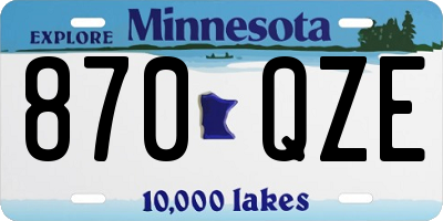 MN license plate 870QZE