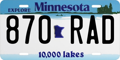 MN license plate 870RAD