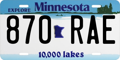 MN license plate 870RAE