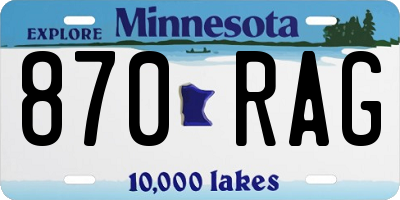 MN license plate 870RAG