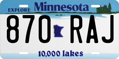 MN license plate 870RAJ