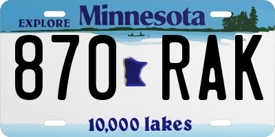 MN license plate 870RAK
