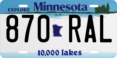 MN license plate 870RAL