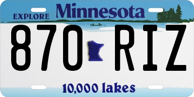 MN license plate 870RIZ
