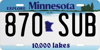 MN license plate 870SUB
