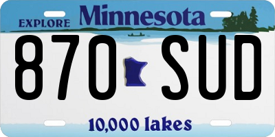 MN license plate 870SUD