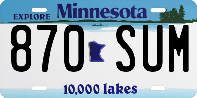 MN license plate 870SUM