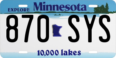 MN license plate 870SYS
