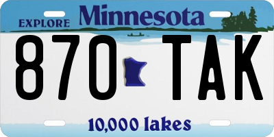 MN license plate 870TAK