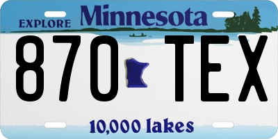 MN license plate 870TEX