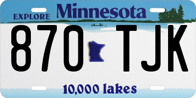 MN license plate 870TJK