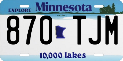 MN license plate 870TJM