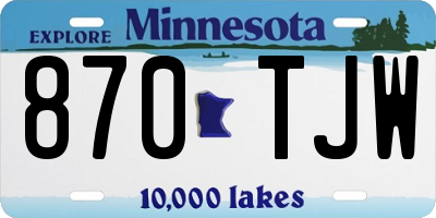 MN license plate 870TJW